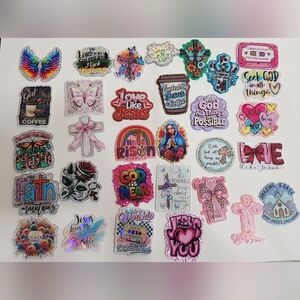 Religious Flatbacks‎ Focal Beads for Review Cross God Jesus Badge Christian